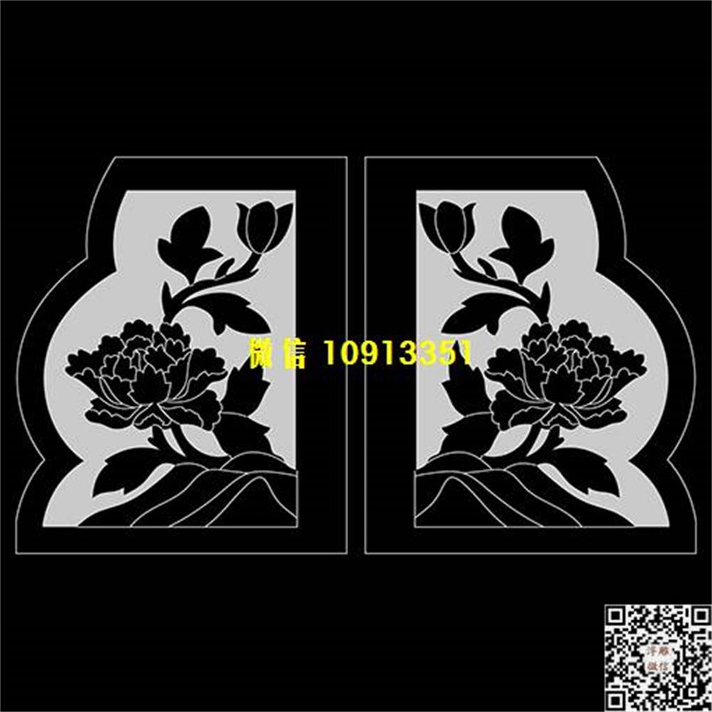 精雕图48牡丹花抱鼓精雕图线雕图线条图单线铣底图_电脑雕刻plt文泰矢量图精雕图浮雕图